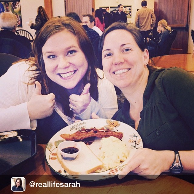 Repost from @reallifesarah via @igrepost_app, Nikki @mrshealthyeverafter (left) is the most thoughtful person ever! Pregnant friend Meghan was craving eggs and toast with grape jelly- which was not on today's lunch menu. Nikki went and personally asked the dining staff to make it and they did!!!
